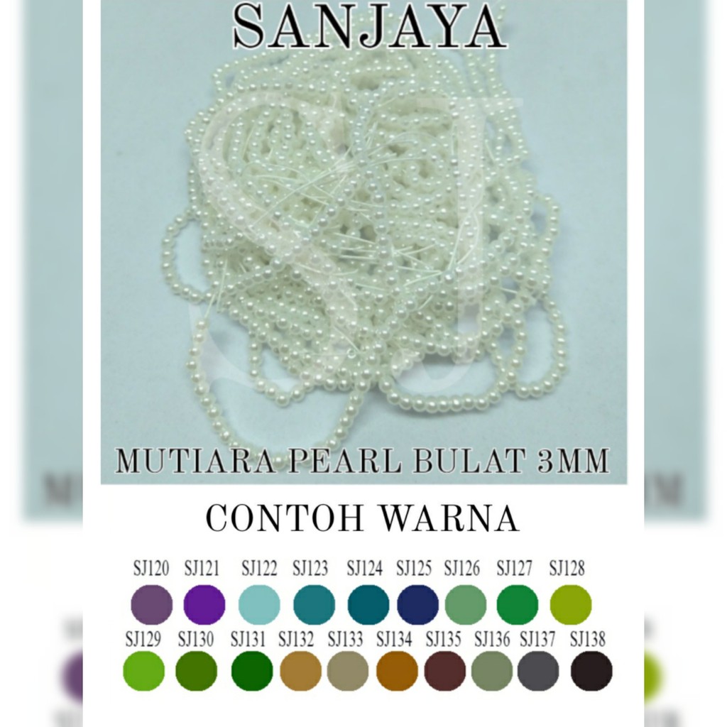 [1 Pon (450 Gram)] Manik Ringan / Mote Ringan / Mutiara Ringan Sintetis / Manik Mutiara Bulat 3Mm / Mutiara Pearl Bulat 3Mm