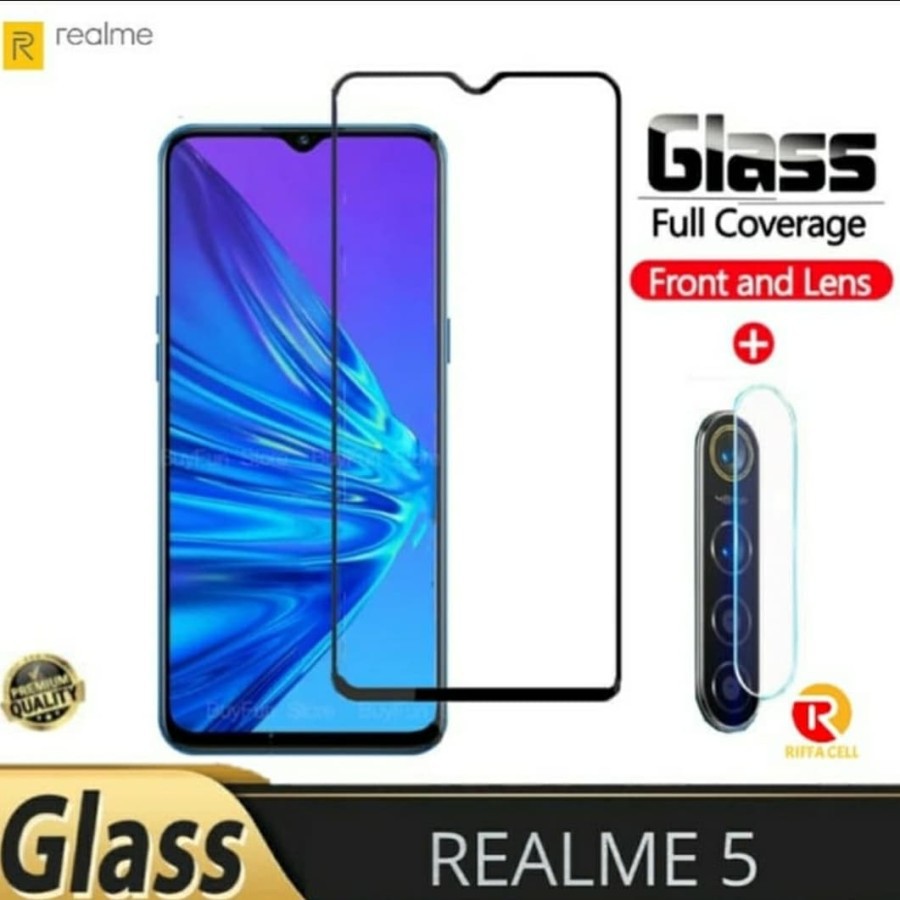 Tempered Glass 9D Rralme 5 5i 5S 5 PRO + Tg Lensa Camera 2in1