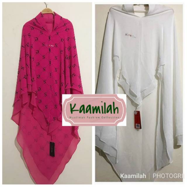 Bundling Khimar SiSeSa Berkha Shocking Pink x Short Naomi Broken White (READY STOCK)