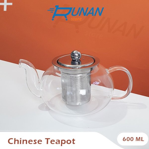 Teko Teh Kaca 600ml Chinese Teapot Infuser 600 ml Teko Saringan Teh