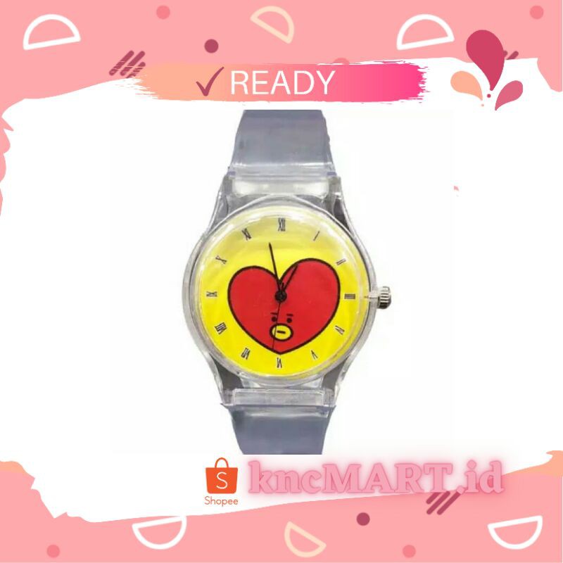Jam Tangan BT21 Murah Transparan Karakter Tata untuk Anak Anak Remaja dan Dewasa ANTI AIR Model Baru