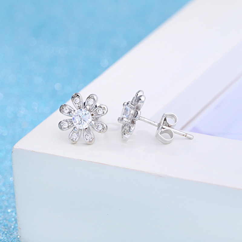 925 PerakAnting Anting WanitaSuper Kilatan bunga aster Perhiasan Fashion/Subang Telinga anting perempuan