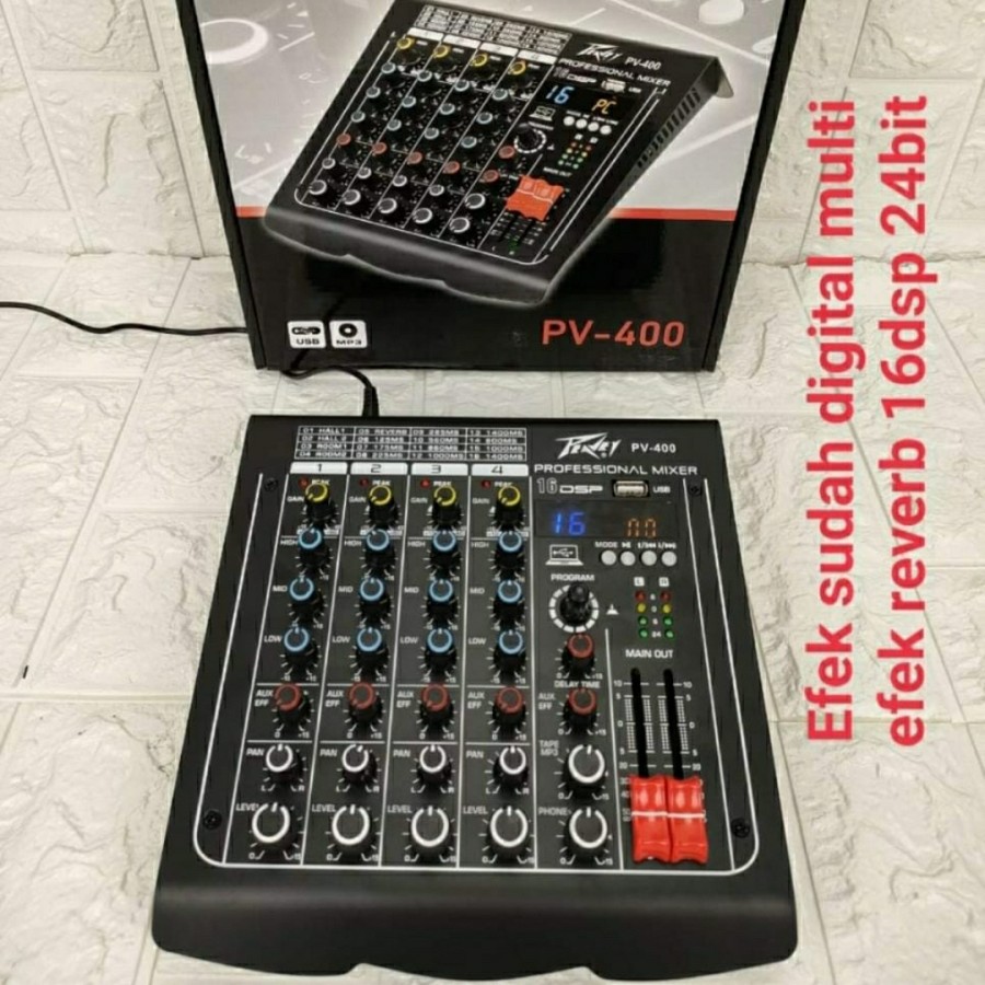 mixer audio peavey pv400/pv 400 4ch effect reverb usb-bluetooth