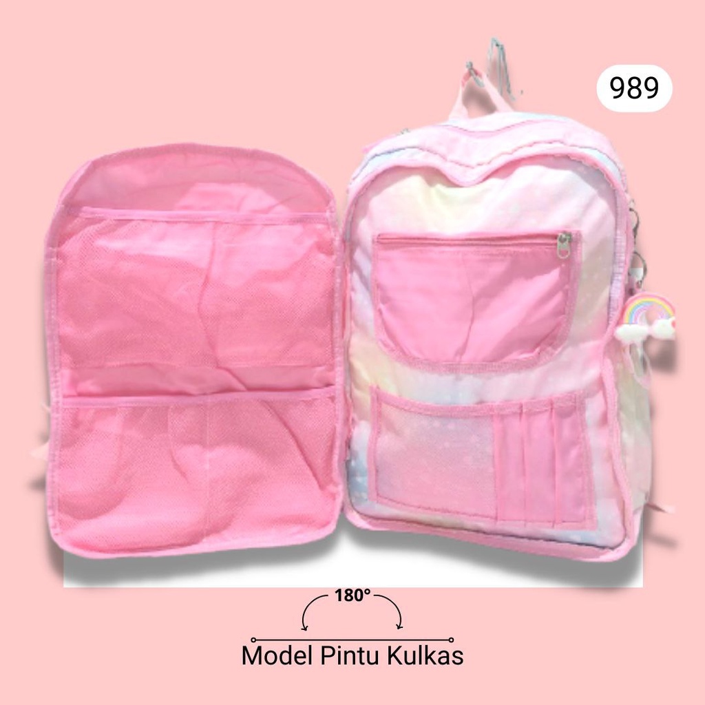 GRATIS Gantungan! Tas Sekolah Import Ransel Anak Cewek Rainbow 989