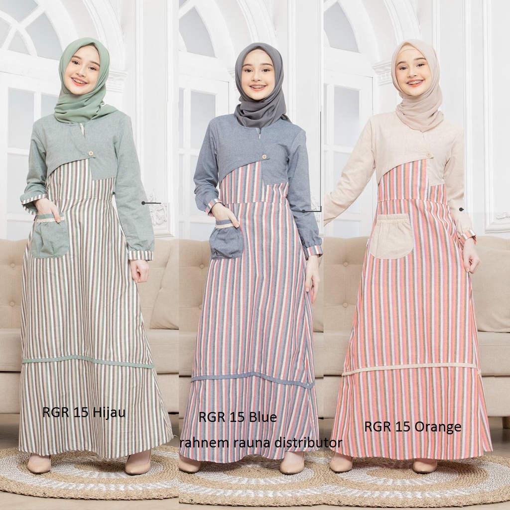 1 gamis tanggung rauna rgr 15 baju remaja / gamis remaja / dress wanita tanggung / baju anak navy hi