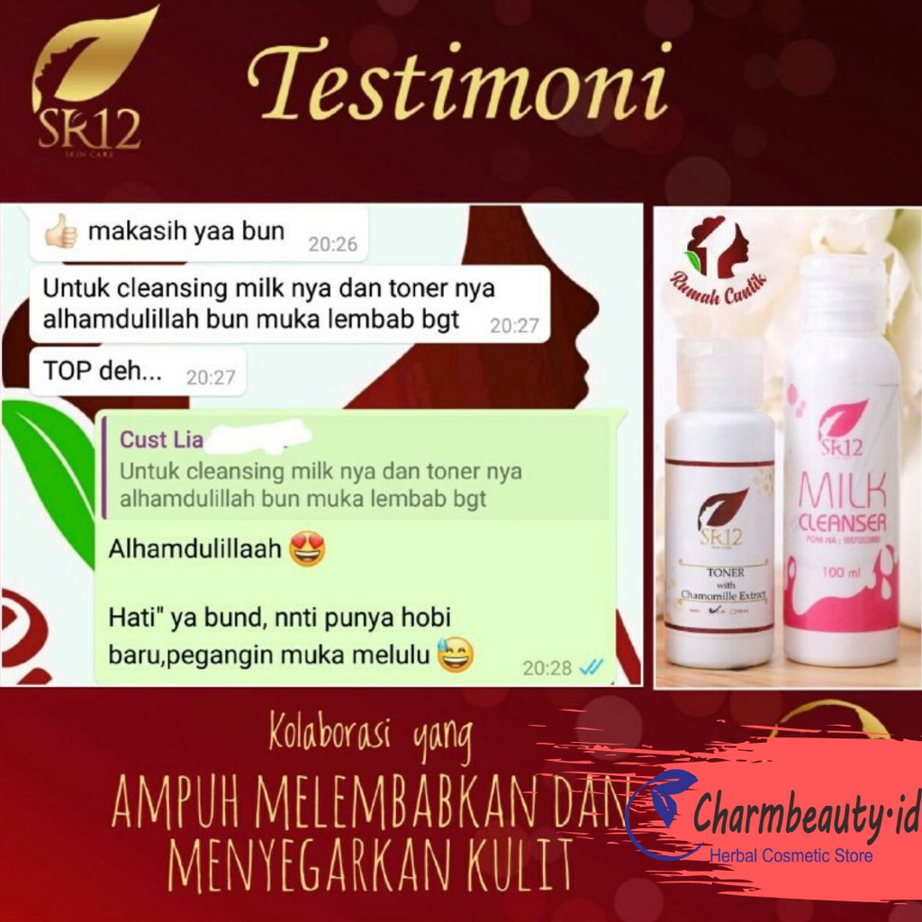 Toner Wajah Chamomille SR12 Skincare Bpom Perawatan Wajah Lingkar Hitam Mata Sel Kulit Mati