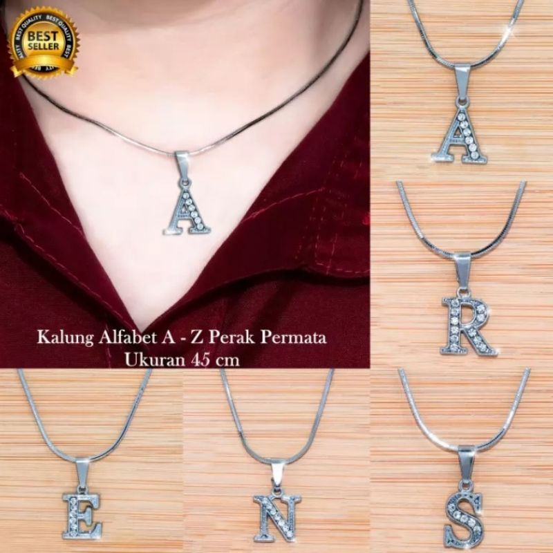 ✅Cod Kalung Titanium  Liontin Huruf Alfabet Kalung Titanium Anti Luntur Kalung Titanium Kalung Nama 