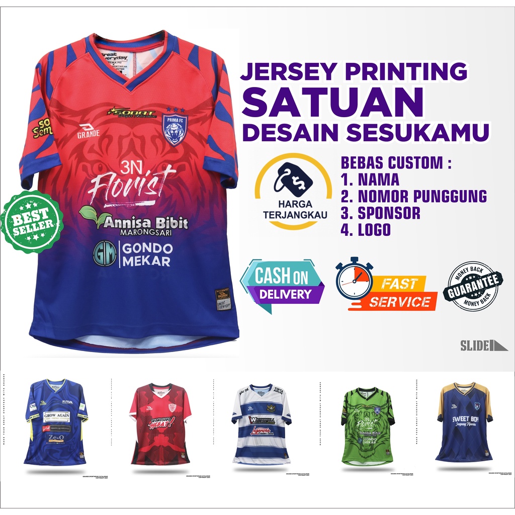 JERSEY KAOS TEAM SATUAN SEPAKBOLA & FUTSAL FULLPRINTING BANYAK PILIHAN DESAIN