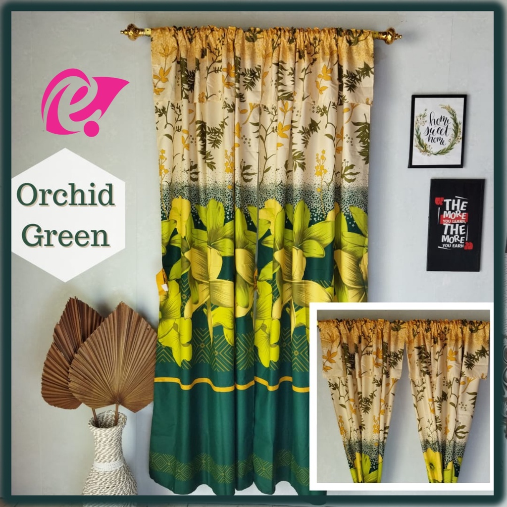 Hordeng Pintu Kamar Murah Motif Bunga Ukuran 100x200cm Bahan Katun Polymicro