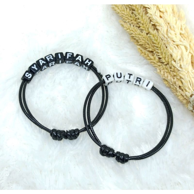 Gelang Tali Nama Custom Huruf Dadu