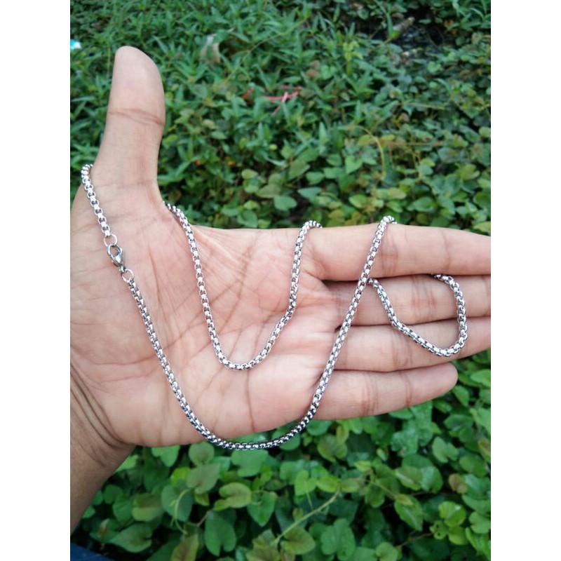 KALUNG TITANIUM HOLO BULAT WARNA SILVER