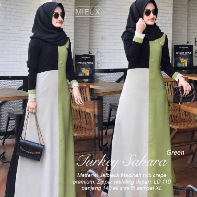 Abaya turkey sahara warna green busui