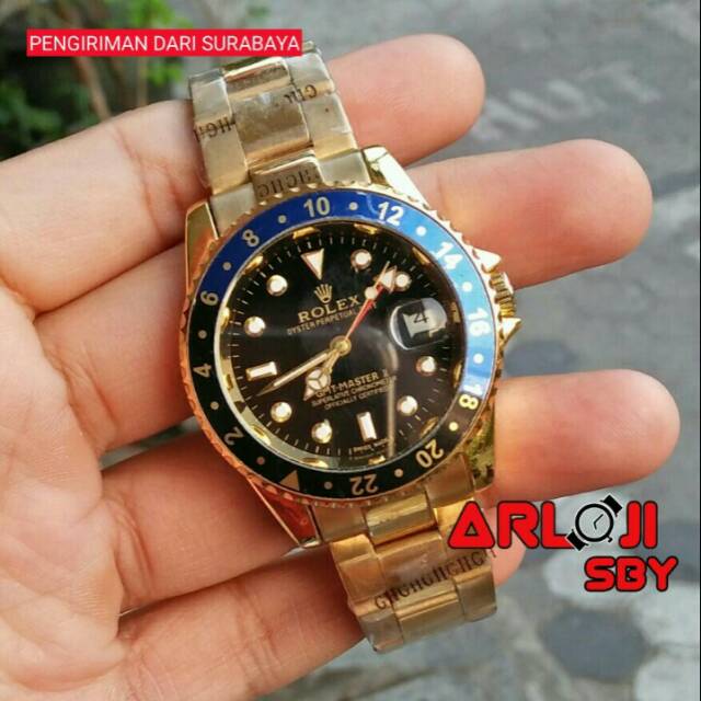 Jam tangan pria Rolex GMT automatic stell