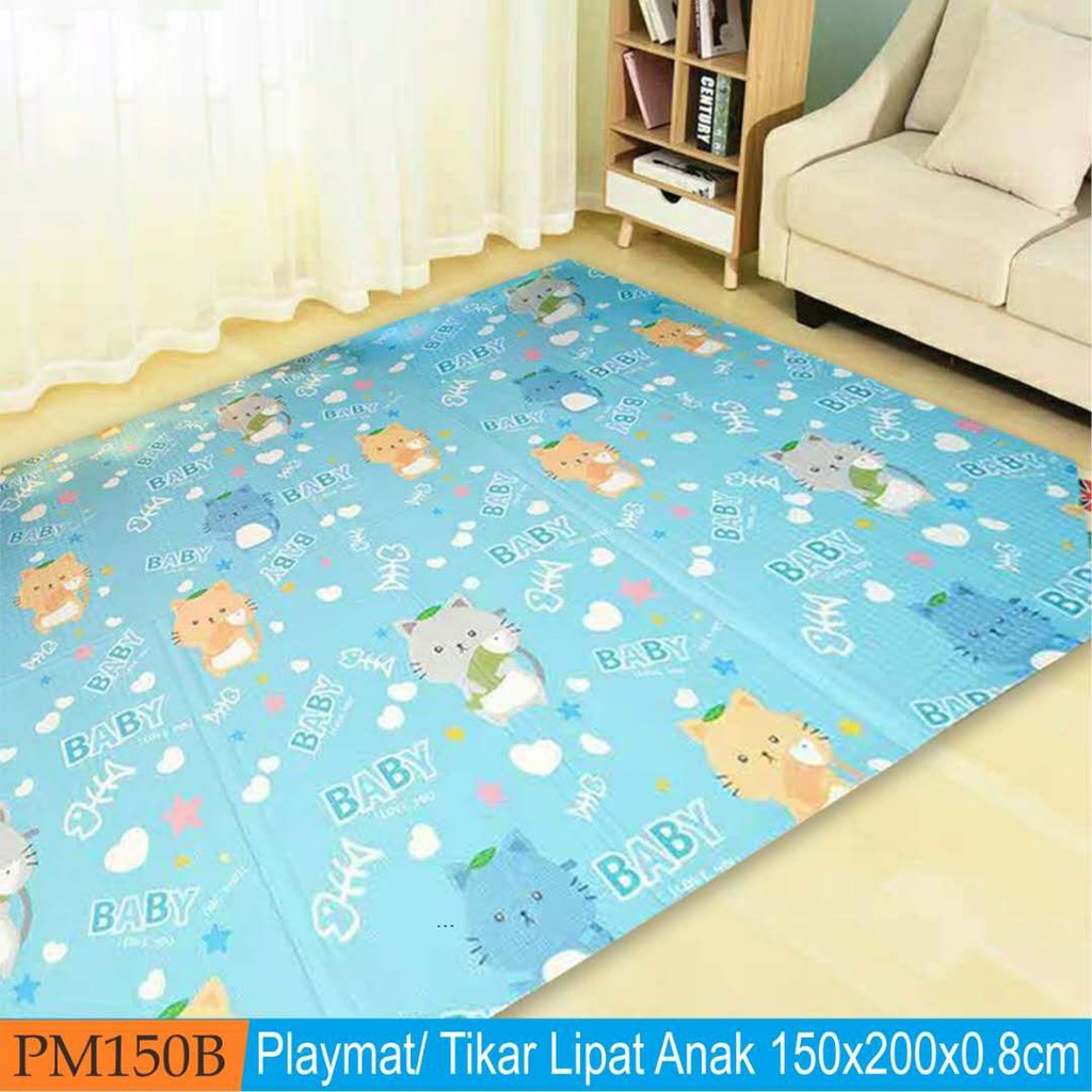 Playmat Premium Anak Bayi Lipat Tebal 1cm Double Pad 2 Ukuran Karpet Anak Playmat Kartun-2