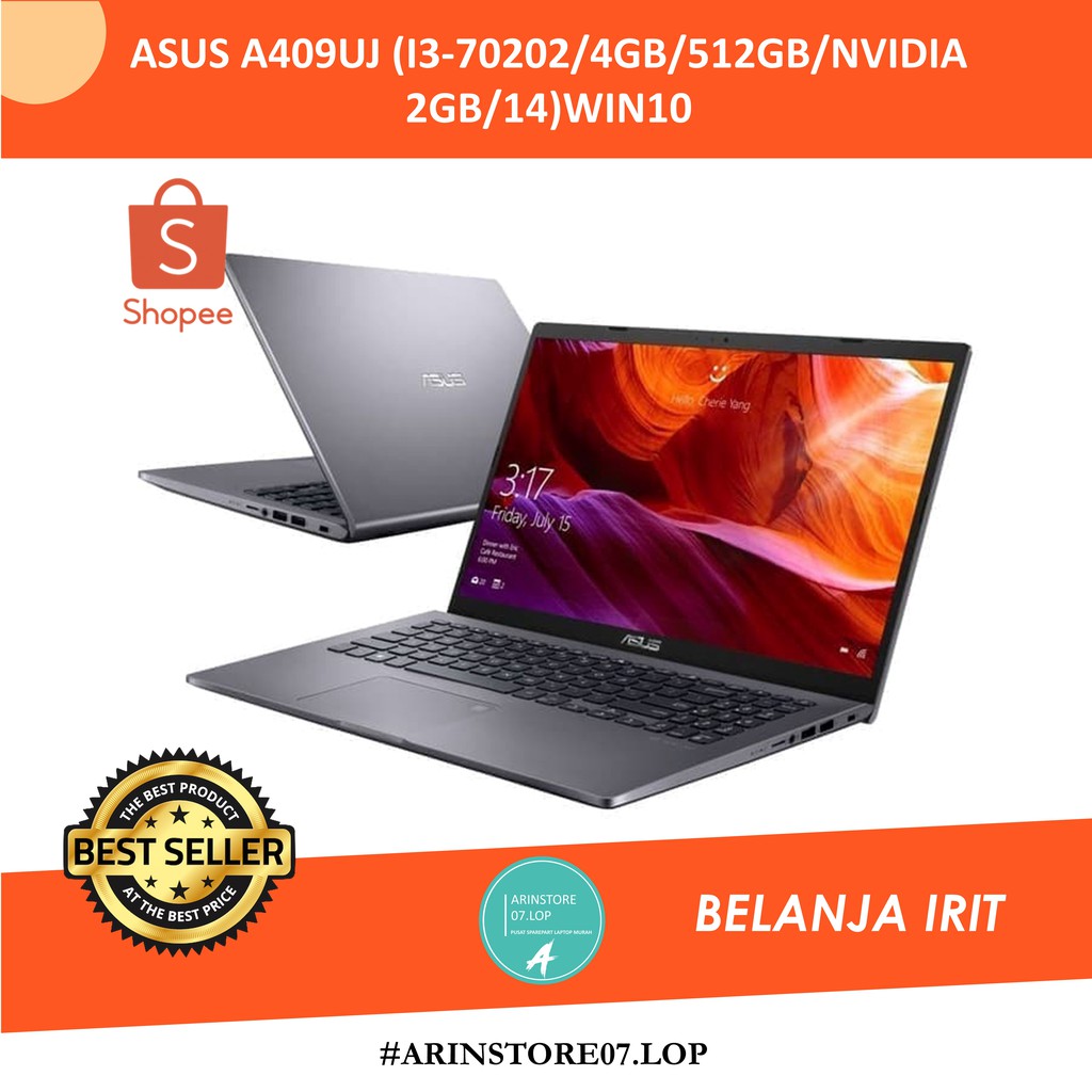 TERMURAH  ASUS A409UJ (I3-7020/4GB/512GB/NVIDIA 2GB/14)WIN10