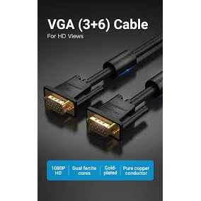 Vention VGA(3+6) DAEBJ Male to Male Cable with Ferrite Cores 5M Black