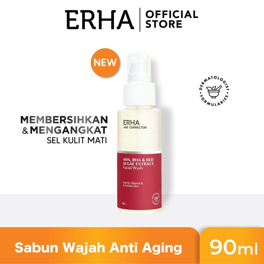 CS- ERHA Age Corrector Facial Wash 90ml - AHA, BHA &amp; Red Algae Extract - Sabun Cuci Muka Anti Aging