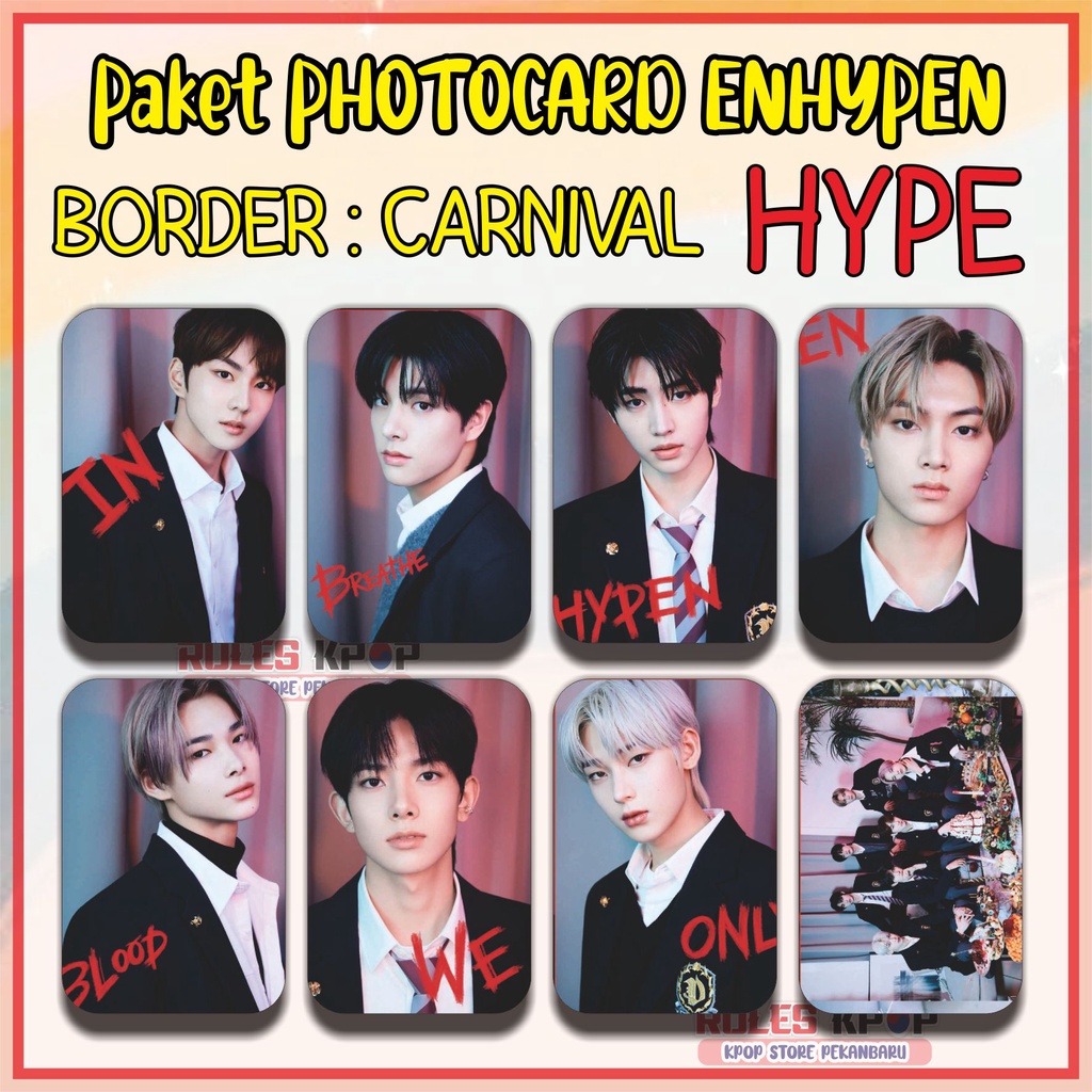 8 lbr (bisa COD) PAKET PHOTOCARD ENHYPEN BORDER CARNIVAL POLAROID BORDER CARNIVAL Hype FOTO CARD ENH