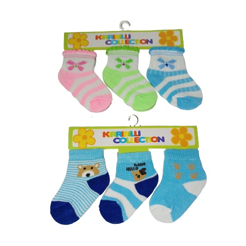 Kaos Kaki Bayi 3in1 Winteku isi 3 Motif  | Kaos Kaki Baby Impor Motif (3 pasang) Katun Elasthan Kaus Kaki Bayi Laki-Laki Perempuan