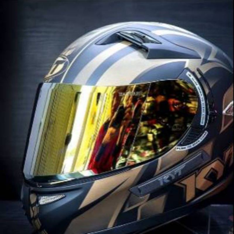 Kaca helm full face flat visor iridium buat helm  kyt rc-7/kyt r10/k2r/mds viktori