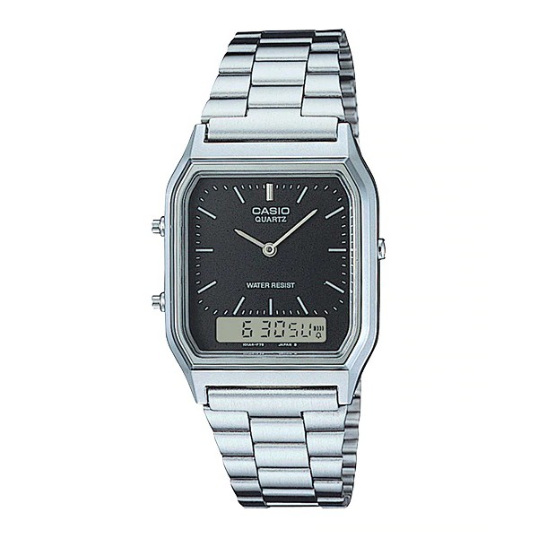 Casio Original AQ-230A-1D / AQ-230A-7D / AQ230A-1D 7D Unisex Digital Stainless Silver