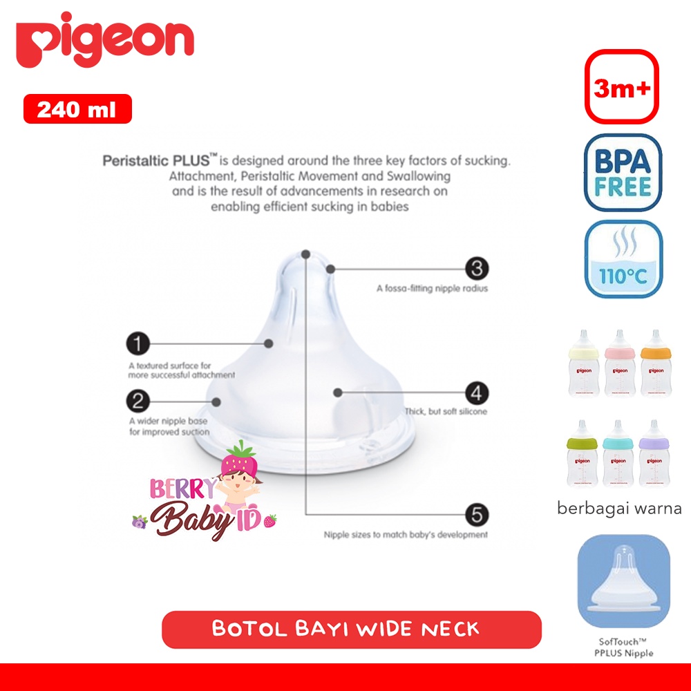 Pigeon Paket Beli 2 Gratis 1 Botol Susu Bayi Soft Touch 240 ml 3m+ Berry Mart