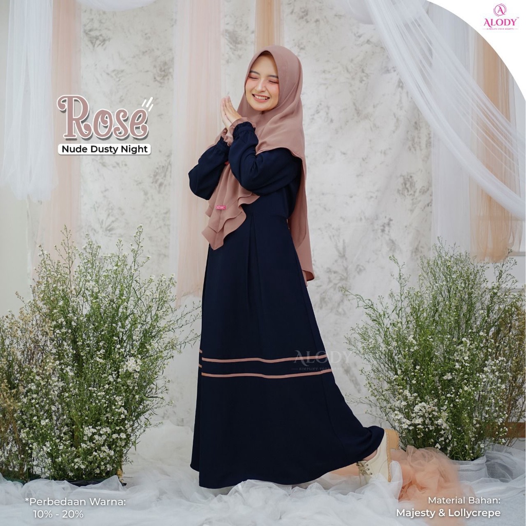Gamis Set Jilbab Rose Nude Dusty size L by Alody