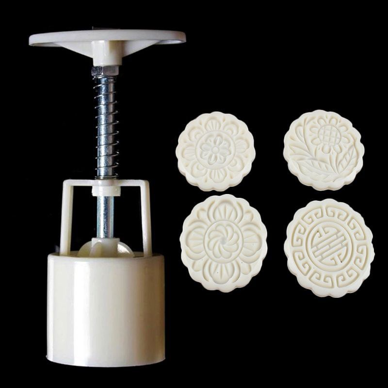Stempel Cetakan Mooncake Bentuk Bunga Bulat 100g Cetakan Nastar Kue Bulan