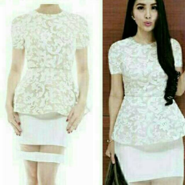 Setelan White Glam Baju Pesta Setelan Wanita Karir Setelan Baju Natal