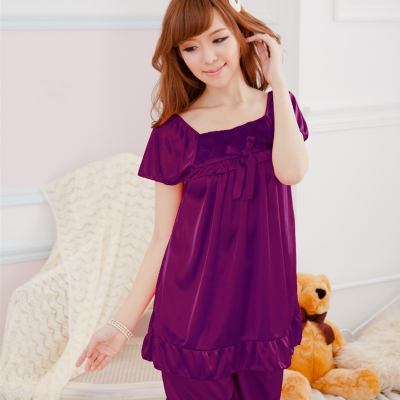 Baju Satin #9911 2in1 Baju Celana Set Daster Tidur Pakaian Wanita Women Silk Korea Fashion Pyjama