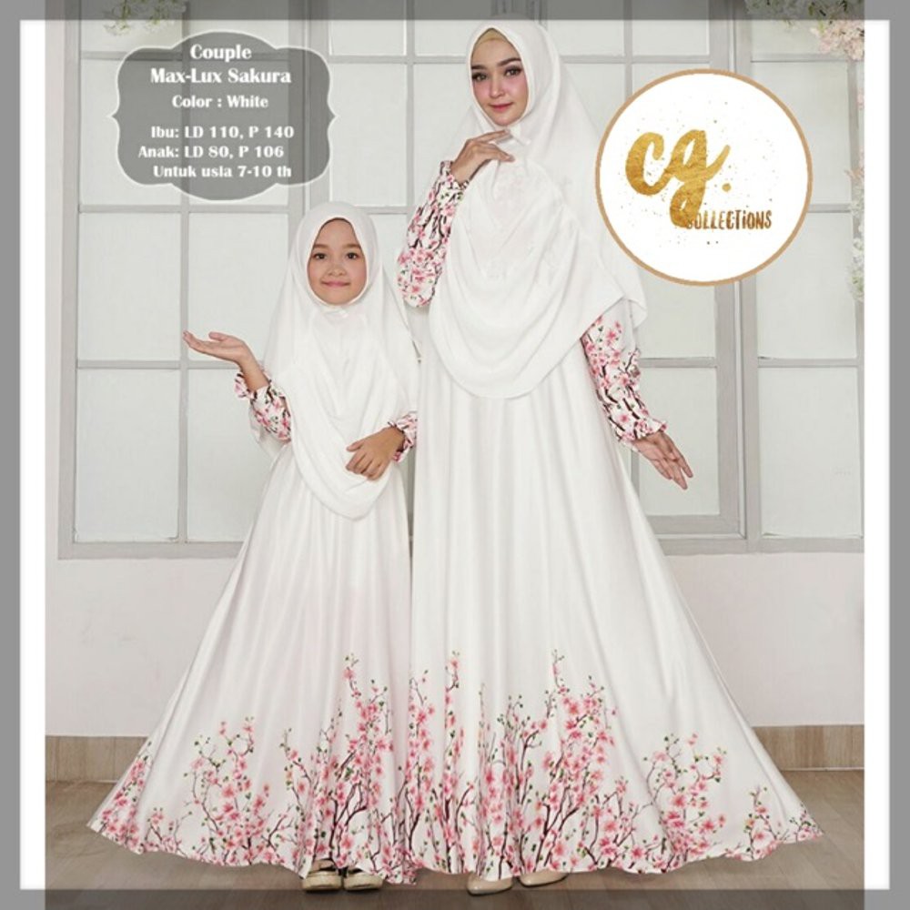 ASLI ORIGINAL COUPLE MAX LUX SAKURA maxmara lux kopel pasangan mom kids ibu anak lebaran gamis