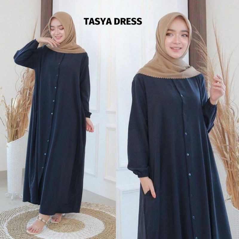 Tasya dress/pakain wanita/gamis syar'i tanpahijab