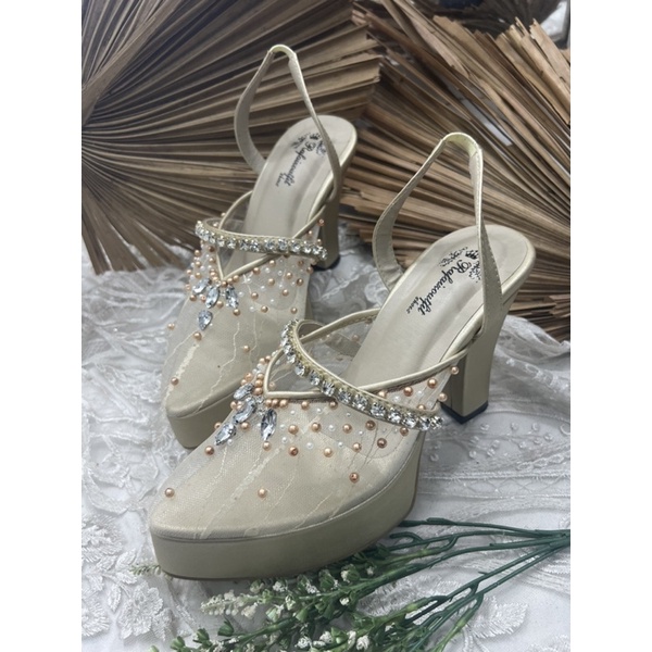 sepatu wedding wanita atalita gold 10cm tahu