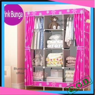 Lemari Pakaian Portable Bongkar Pasang Susun Minimalis Murah Tempat Baju Gantung Rak Serbaguna Kotak