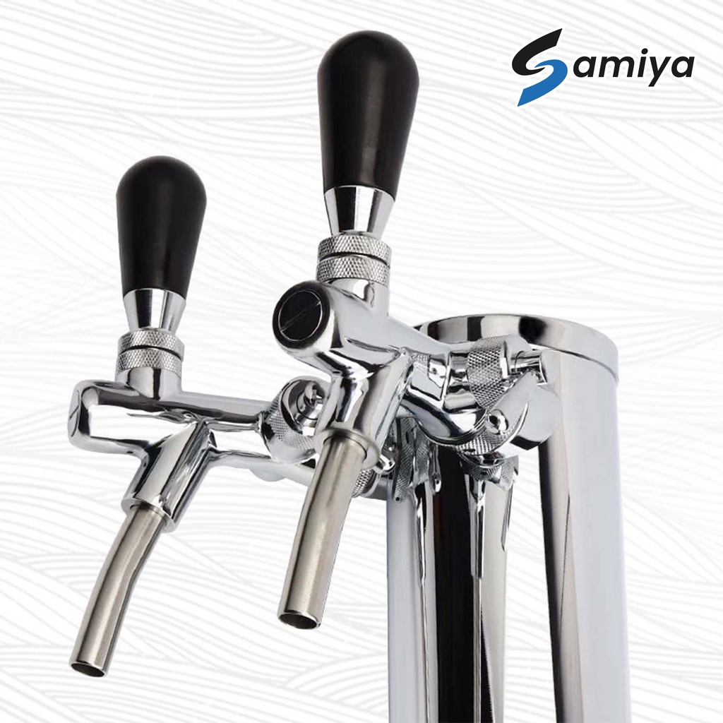 beer tower double tap with flow control / kran mesin kegerator dispenser stainless