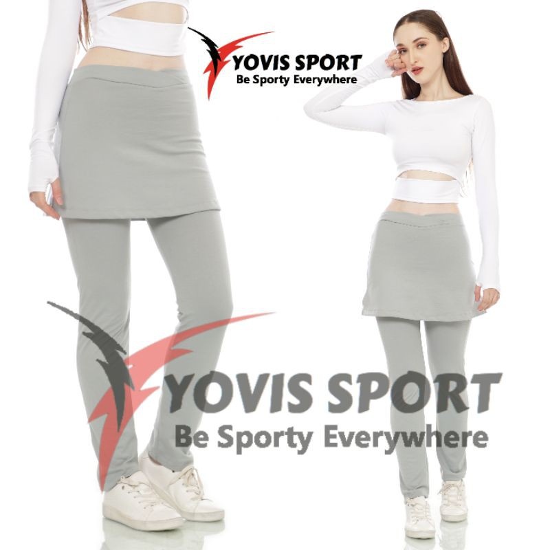 celana panjang rok olahraga yovis celana panjang rok senam wanita tersedia jumbo - silver