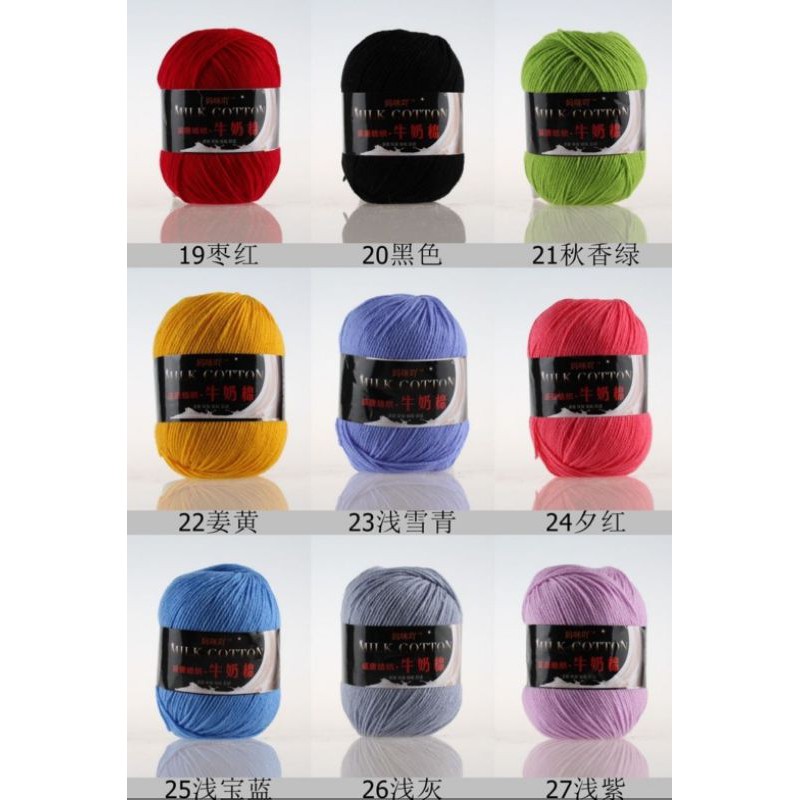 (21 - 40) benang rajut milk cotton 3ply / katun susu 3ply