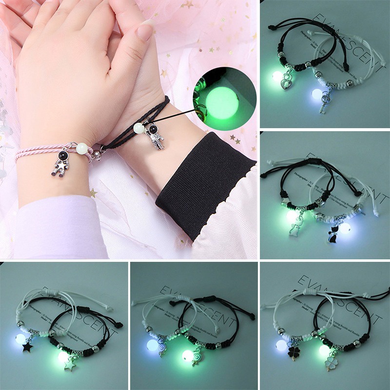 2pcs Gelang Luminous Adjustable Untuk Pria Dan Wanita