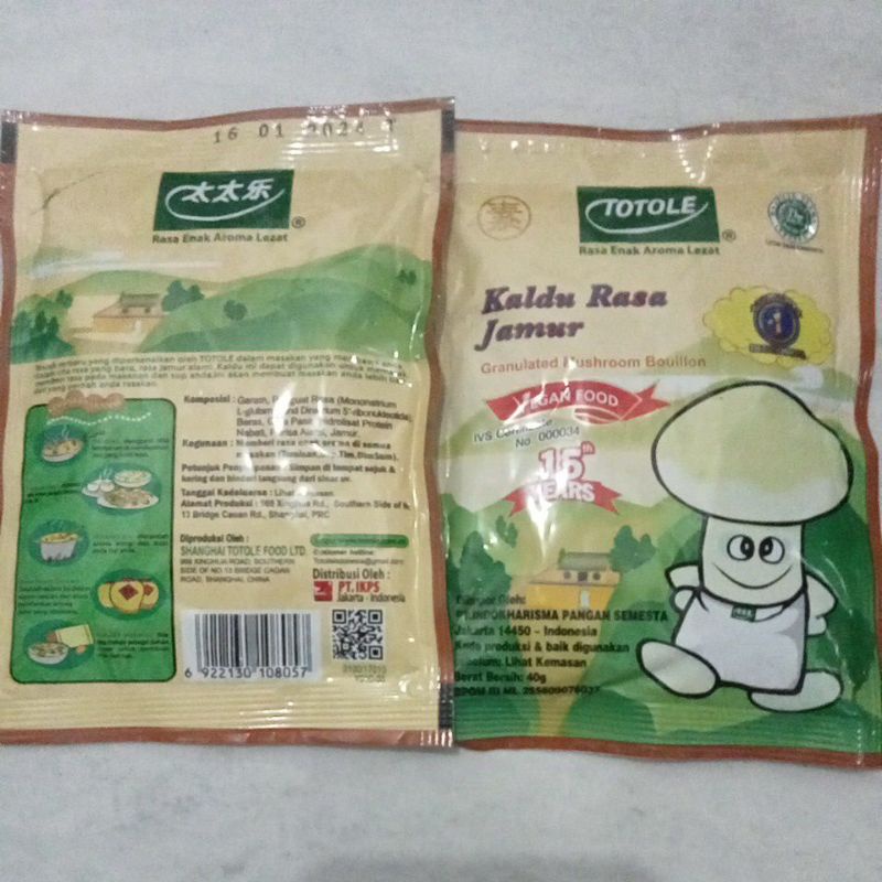 

Totole jamur 40 gr /bks