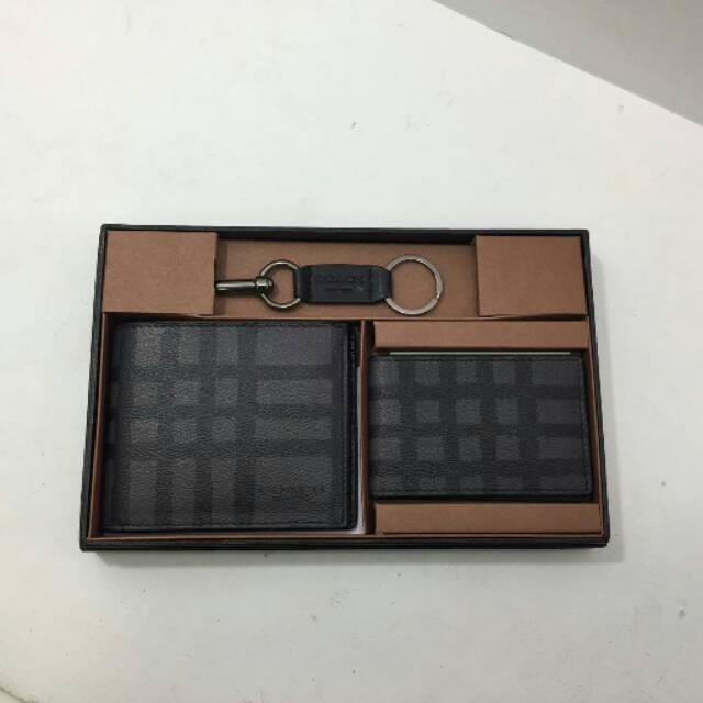 Coach men wallet dompet set card holder gift set ORIGINAL