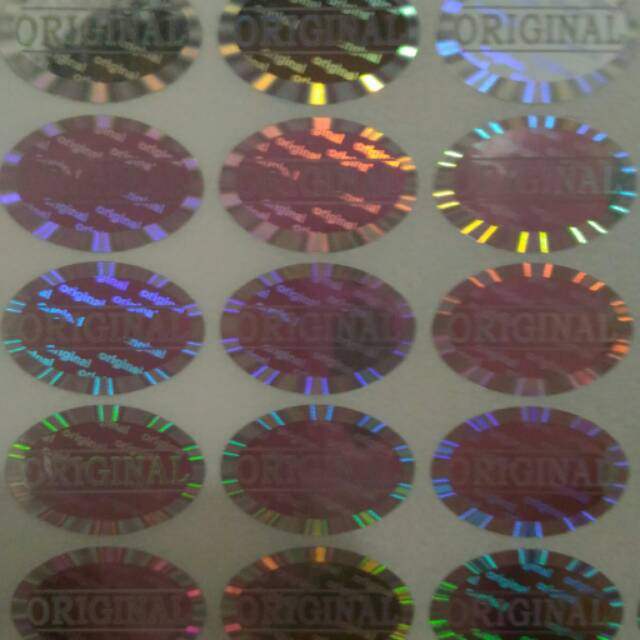 Stiker hologram original oval silver