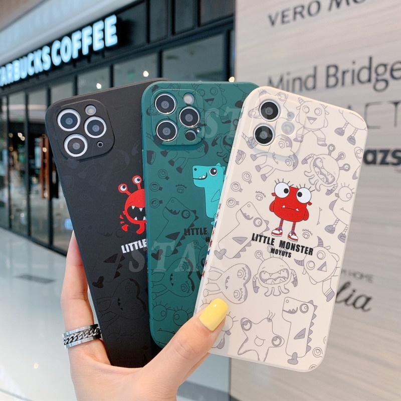 Casing Redmi 10C  Redmi Note 11 Pro Note 10 Pro Note10S Note9S Xiaomi Poco X3 Pro X3NFC M3 Note8 Fashion Small Monster Pattern Soft Square Silicone Case