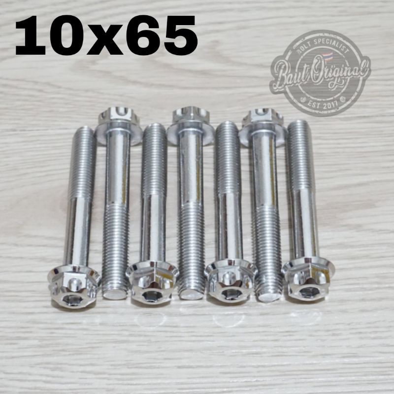 baut probolt 10x65 mm stainless new model drat 14 panjang 6.5 cm ukuran 14 gs1 gear 2 kunci belimbing heng