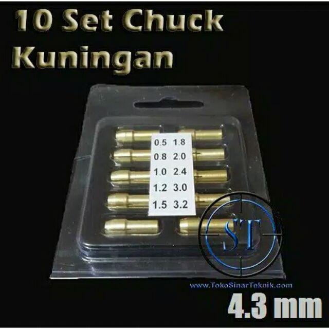 10 Set Collet - Chuck Kuningan 4.3-5.0mm Utk Mini Drill Grinder Bor Dremel