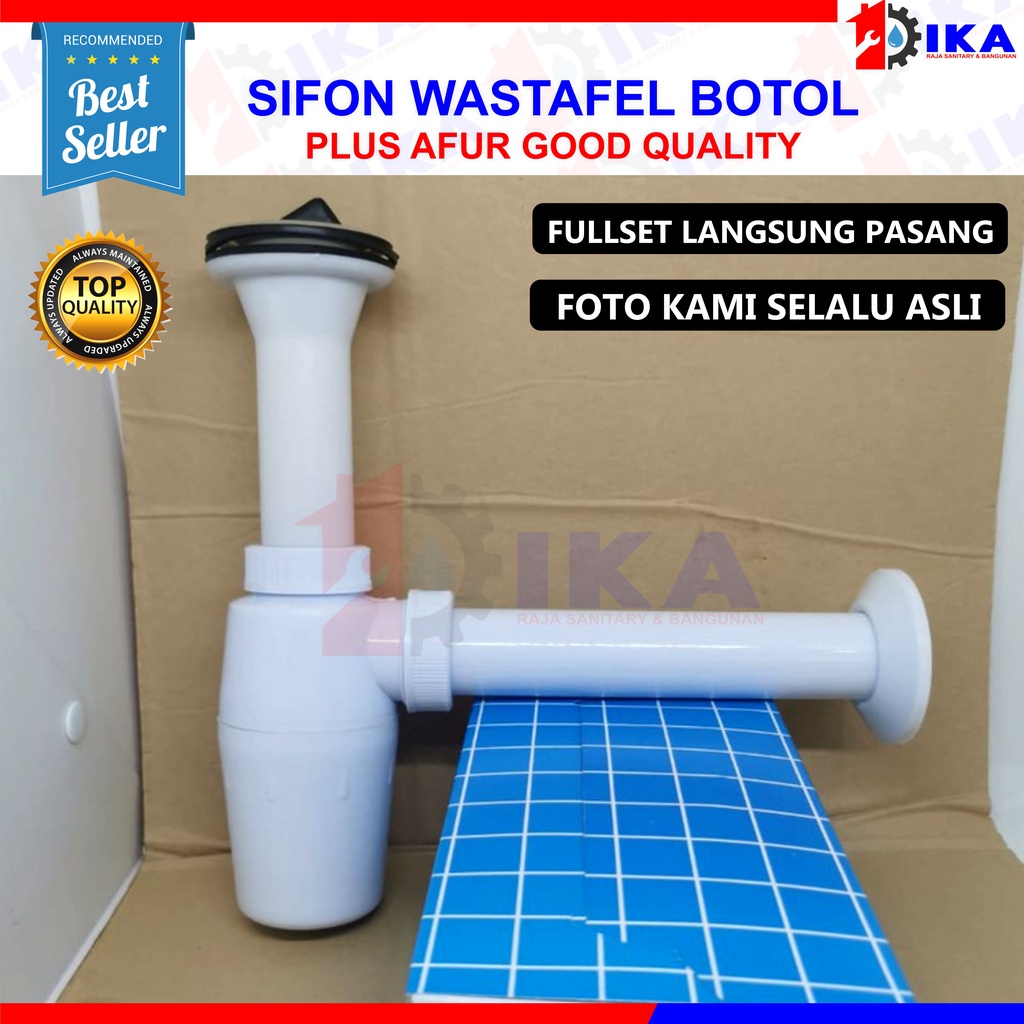 Sifon botol PVC pembuangan wastafel warna putih Ukuran drat 1 1/4 inch Kuat dan tebal