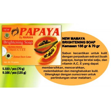 ✨SHASYA✨ SABUN PAPAYA BY MAMAYA - BRIGHTENING SOAP PAPAYA SABUN RDL PAPAYA ORI 70 GR - SABUN PEPAYA 70 GR