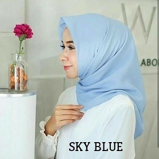 [NECI TEPI] Polycotton / Fine / Viney Kerudung jilbab hijab Segiempat lasthijab.-sky blue
