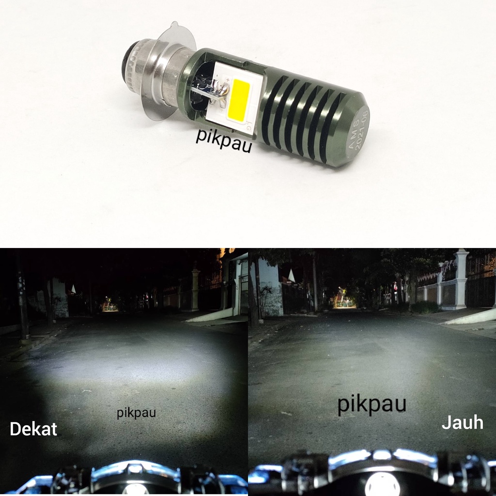 Pikpau Lampu Depan H6 lampu Utama Led High Low Jauh Dekat 2 sisi 12 volt AC DC Putih motor Matic Bebek