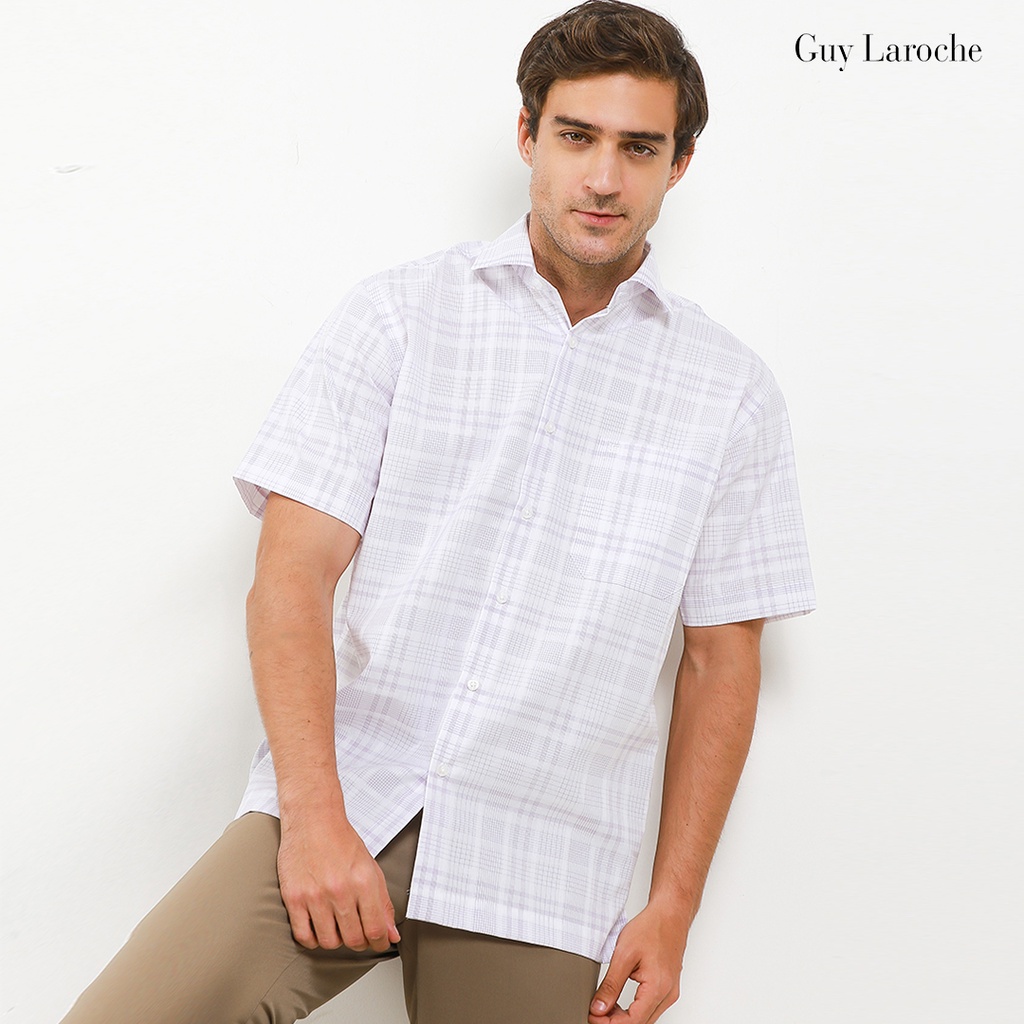 Kemeja Pria Lengan Pendek Guy Laroche Dobb Bone Putih