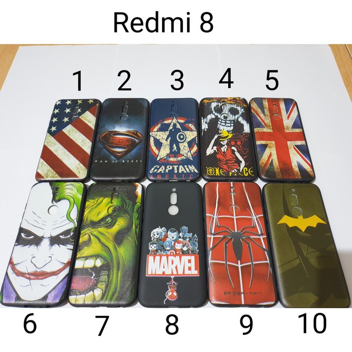 Case Soft Hitam Xiaomi Redmi 8 Motif Superhero Case Soft Redmi8 Biasa Black Mate